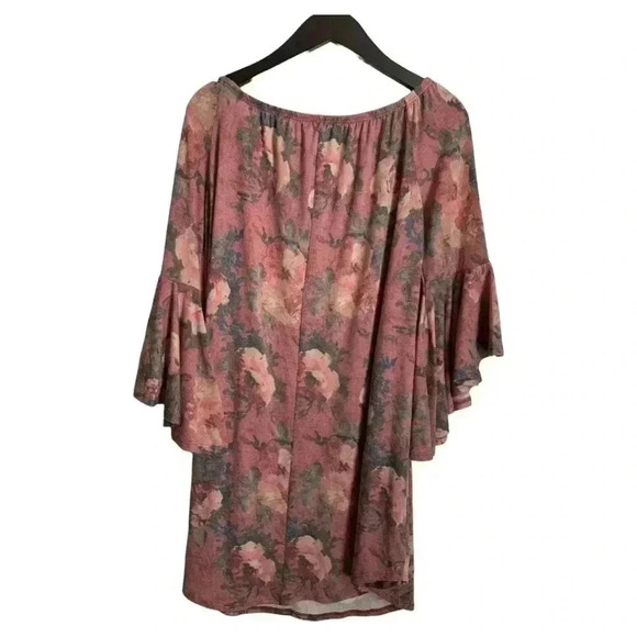 MTS Floral Dress Size Small Bell Flare Sleeves - Picture 7 of 8